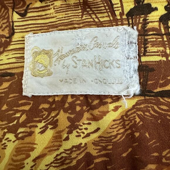 Vintage Stan Hicks Hawaiian Shirt XL Polynesian Print Coin Buttons Aloha 70s - Picture 9 of 9
